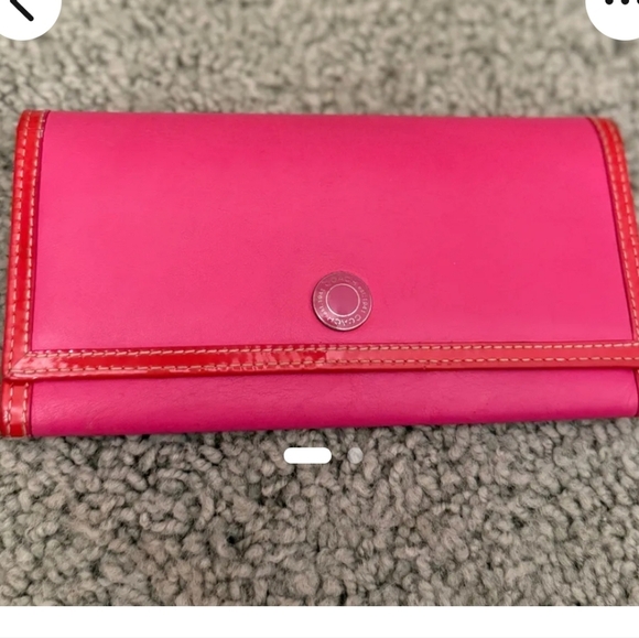 Coach Pink Red Women's Wallet 12.5" x 4" - Picture 1 of 16